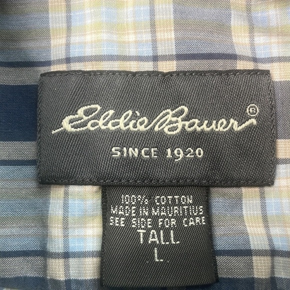 Eddie Bauer Men’s Plaid Short Sleeved Button Down Collared Shirt, size L Tall - Picture 2 of 8